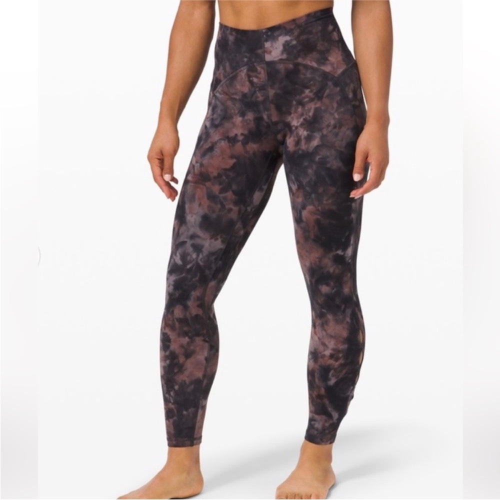 Lululemon Unlimit HR Tight 25” Keyhole Leggings Tie Dye Mauve Gray 8